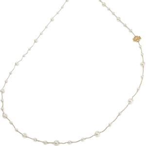 Tory Burch Britten Rolled Brass Pearl Women's Long Necklace
